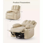 Fauteuil inclinable électrique en cuir PU 37,4, fauteuil inclinable réglable, largeur d'assise, porte-gobelets, canapé simple ergonomique, pour salon, chambre à coucher