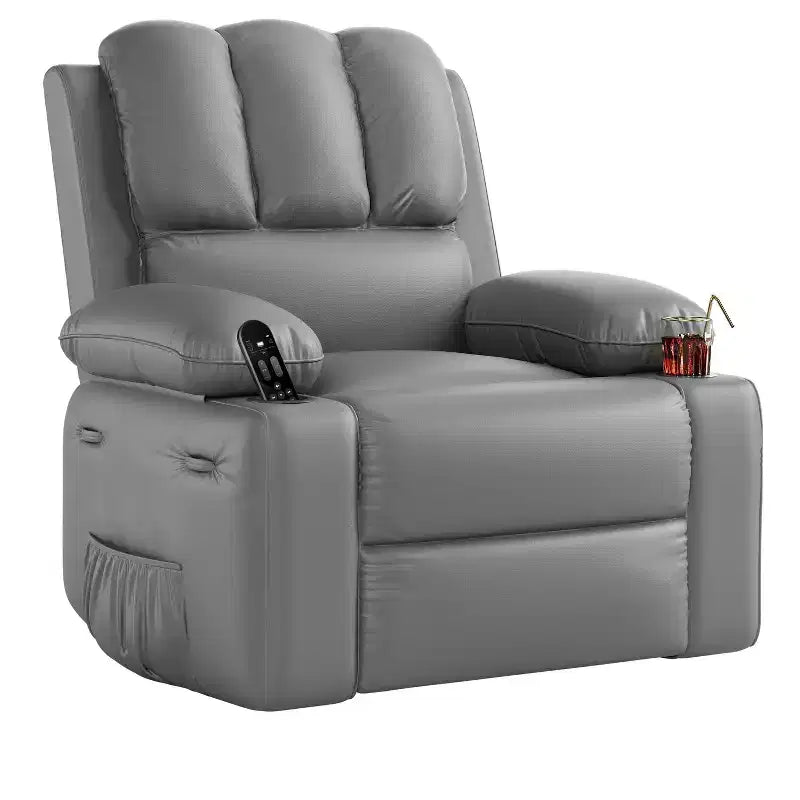 Fauteuil inclinable électrique en cuir PU 37,4, fauteuil inclinable réglable, largeur d'assise, porte-gobelets, canapé simple ergonomique, pour salon, chambre à coucher