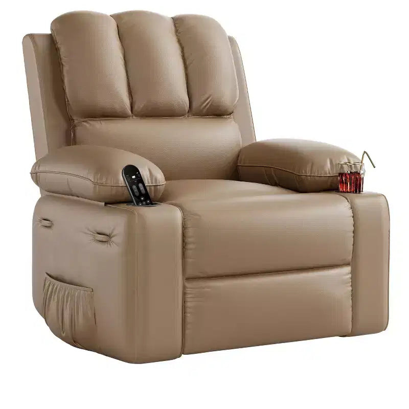 Fauteuil inclinable électrique en cuir PU 37,4, fauteuil inclinable réglable, largeur d'assise, porte-gobelets, canapé simple ergonomique, pour salon, chambre à coucher