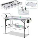 Table pliable pour nettoyer le poisson avec évier, Station de filetage extérieure, station de camping portable avec robinet et tuyau de drainage