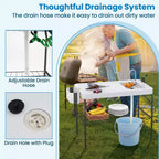 Table pliable pour nettoyer le poisson avec évier, Station de filetage extérieure, station de camping portable avec robinet et tuyau de drainage