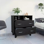 Commode 2 tiroirs 2 étagères Wengé