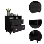 Commode 2 tiroirs 2 étagères Wengé