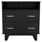 Commode 2 tiroirs 2 étagères Wengé