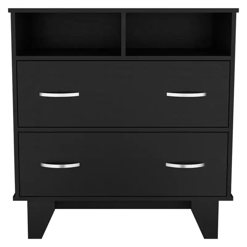 Commode 2 tiroirs 2 étagères Wengé