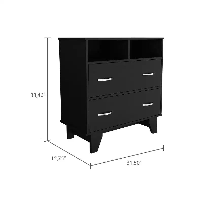 Commode 2 tiroirs 2 étagères Wengé