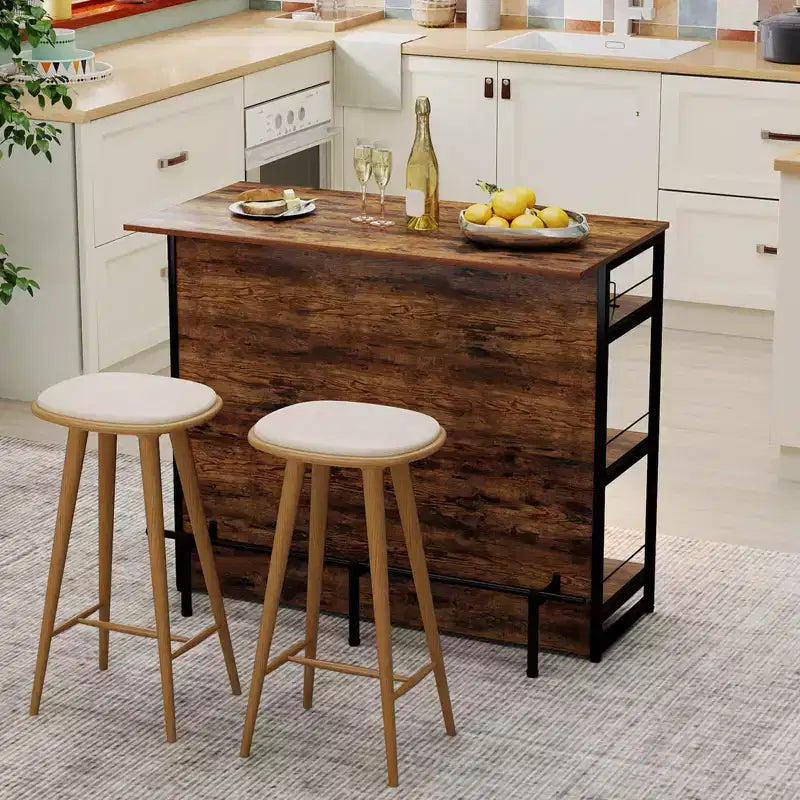 Costway Îlot de Cuisine, Table Haute de Bar 4 Niveaux avec Repose-Pieds, Range-Bouteilles