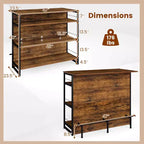 Costway Îlot de Cuisine, Table Haute de Bar 4 Niveaux avec Repose-Pieds, Range-Bouteilles
