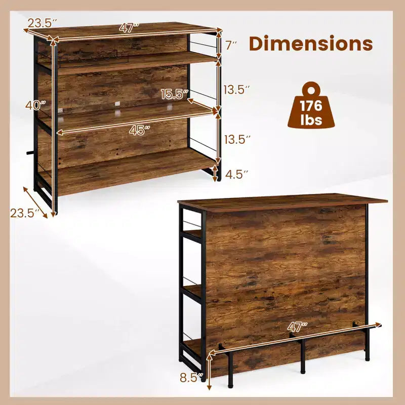 Costway Îlot de Cuisine, Table Haute de Bar 4 Niveaux avec Repose-Pieds, Range-Bouteilles