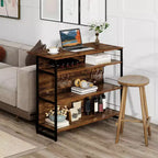 Costway Îlot de Cuisine, Table Haute de Bar 4 Niveaux avec Repose-Pieds, Range-Bouteilles