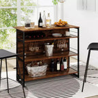 Costway Îlot de Cuisine, Table Haute de Bar 4 Niveaux avec Repose-Pieds, Range-Bouteilles