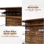 Costway Îlot de Cuisine, Table Haute de Bar 4 Niveaux avec Repose-Pieds, Range-Bouteilles