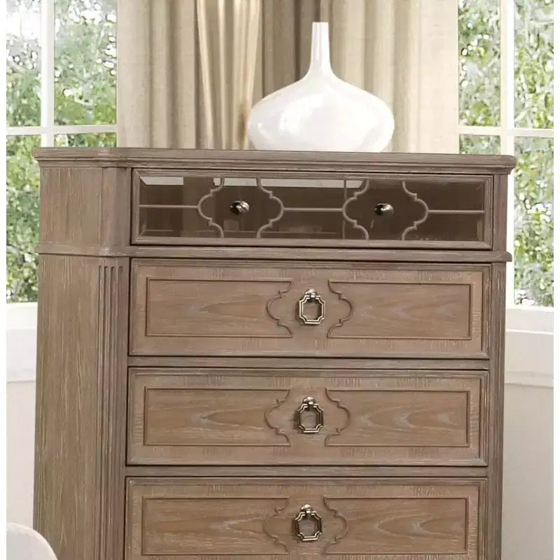 Commode simple et contemporaine 1 tiroir placage chêne rustique bois massif dos anglais tiroirs à queue d'aronde meubles de chambre panneau miroir