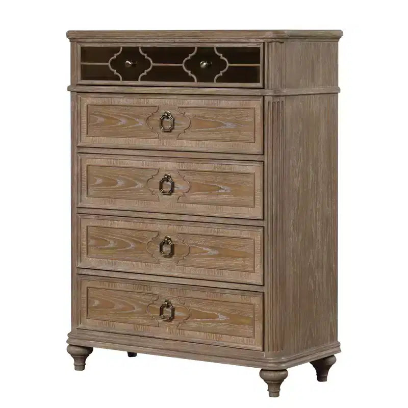 Commode simple et contemporaine 1 tiroir placage chêne rustique bois massif dos anglais tiroirs à queue d'aronde meubles de chambre panneau miroir
