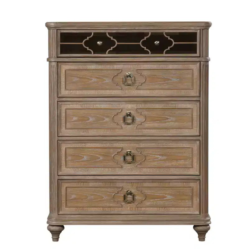 Commode simple et contemporaine 1 tiroir placage chêne rustique bois massif dos anglais tiroirs à queue d'aronde meubles de chambre panneau miroir