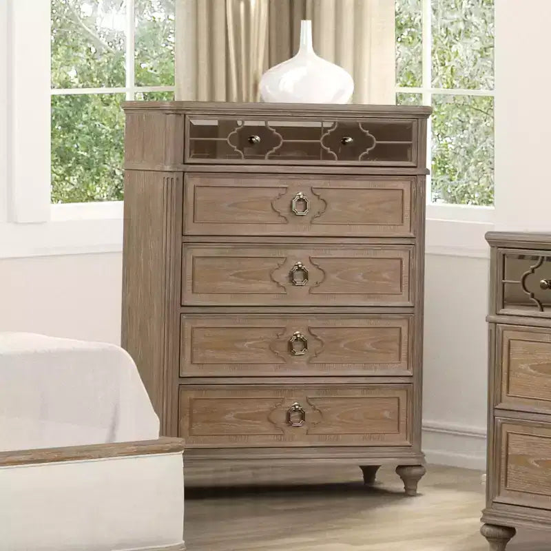 Commode simple et contemporaine 1 tiroir placage chêne rustique bois massif dos anglais tiroirs à queue d'aronde meubles de chambre panneau miroir