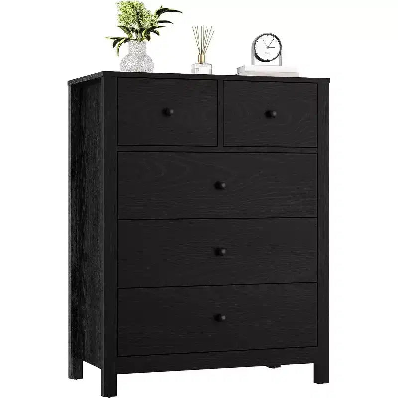 Acekool Commode à 5 Tiroirs, Chiffonnier Haut et Moderne avec Tiroirs de Rangement, Meuble Organiseur pour Chambre, Salon