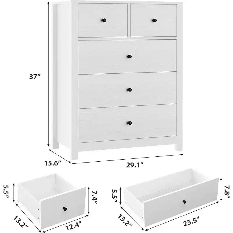 Acekool Commode à 5 Tiroirs, Chiffonnier Haut et Moderne avec Tiroirs de Rangement, Meuble Organiseur pour Chambre, Salon