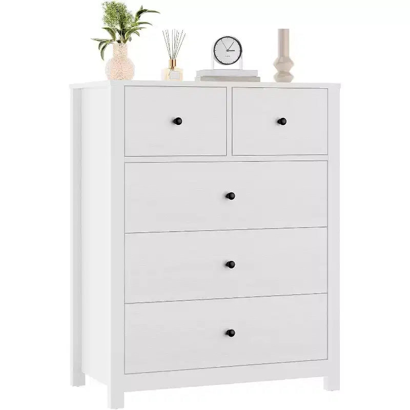 Acekool Commode à 5 Tiroirs, Chiffonnier Haut et Moderne avec Tiroirs de Rangement, Meuble Organiseur pour Chambre, Salon