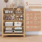 Acekool Commode à 5 Tiroirs, Chiffonnier Haut et Moderne avec Tiroirs de Rangement, Meuble Organiseur pour Chambre, Salon