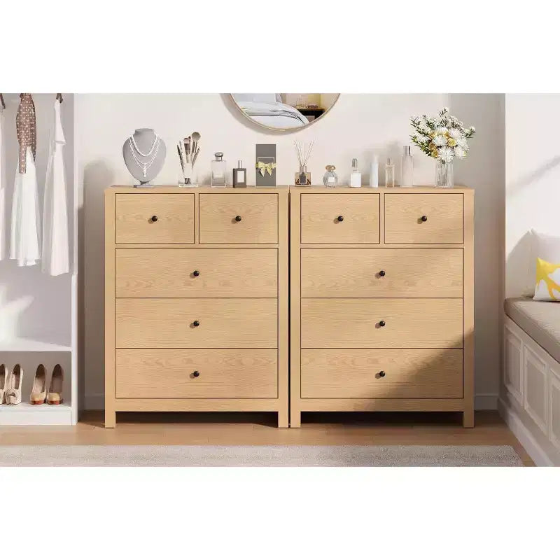 Acekool Commode à 5 Tiroirs, Chiffonnier Haut et Moderne avec Tiroirs de Rangement, Meuble Organiseur pour Chambre, Salon
