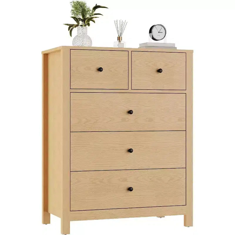 Acekool Commode à 5 Tiroirs, Chiffonnier Haut et Moderne avec Tiroirs de Rangement, Meuble Organiseur pour Chambre, Salon