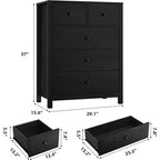 Acekool Commode à 5 Tiroirs, Chiffonnier Haut et Moderne avec Tiroirs de Rangement, Meuble Organiseur pour Chambre, Salon