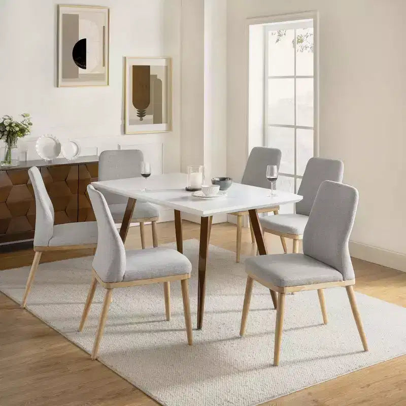 Lot de 6 chaises de salle à manger rembourrées Emilia, style moderne du milieu du siècle | ARTFUL LIVING DESIGNS - GRIS