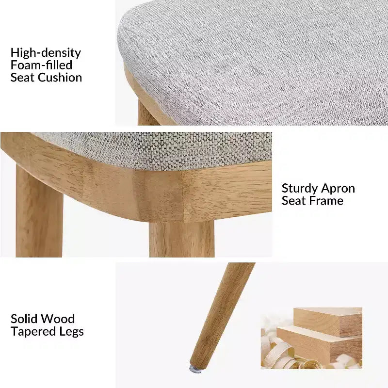 Lot de 6 chaises de salle à manger rembourrées Emilia, style moderne du milieu du siècle | ARTFUL LIVING DESIGNS - GRIS