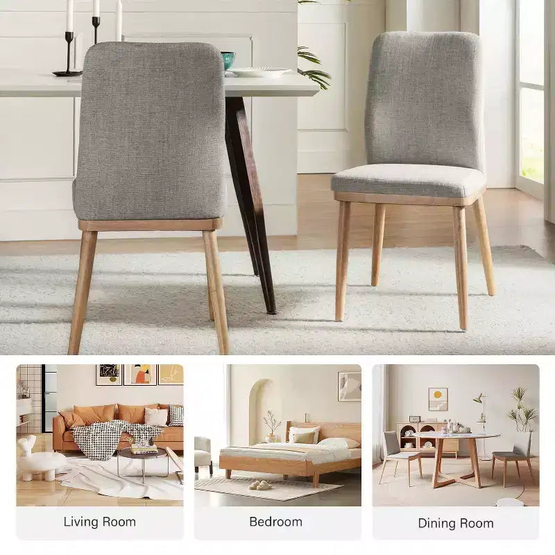 Lot de 6 chaises de salle à manger rembourrées Emilia, style moderne du milieu du siècle | ARTFUL LIVING DESIGNS - GRIS