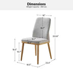 Lot de 6 chaises de salle à manger rembourrées Emilia, style moderne du milieu du siècle | ARTFUL LIVING DESIGNS - GRIS