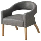 Chaise d'appoint moderne Homy Casa avec dossier incurvé, revêtement en similicuir et pieds en bois