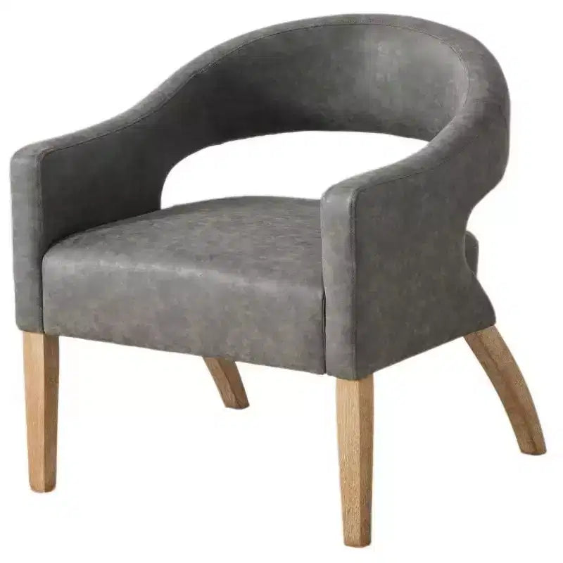 Chaise d'appoint moderne Homy Casa avec dossier incurvé, revêtement en similicuir et pieds en bois