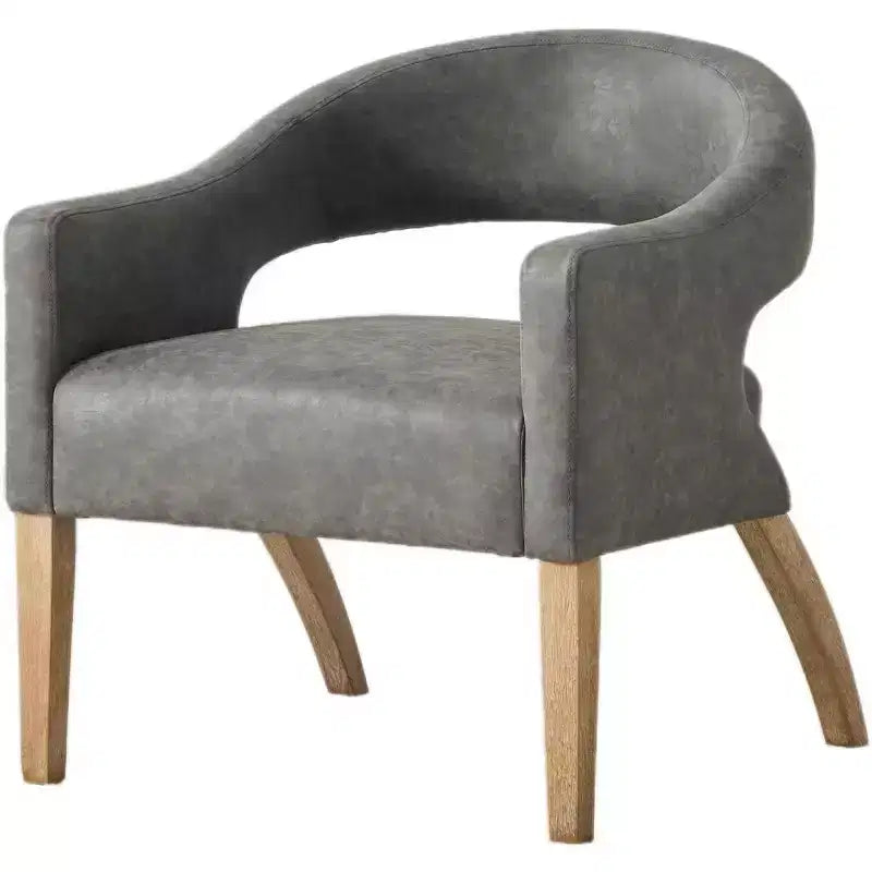 Chaise d'appoint moderne Homy Casa avec dossier incurvé, revêtement en similicuir et pieds en bois