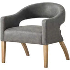 Chaise d'appoint moderne Homy Casa avec dossier incurvé, revêtement en similicuir et pieds en bois