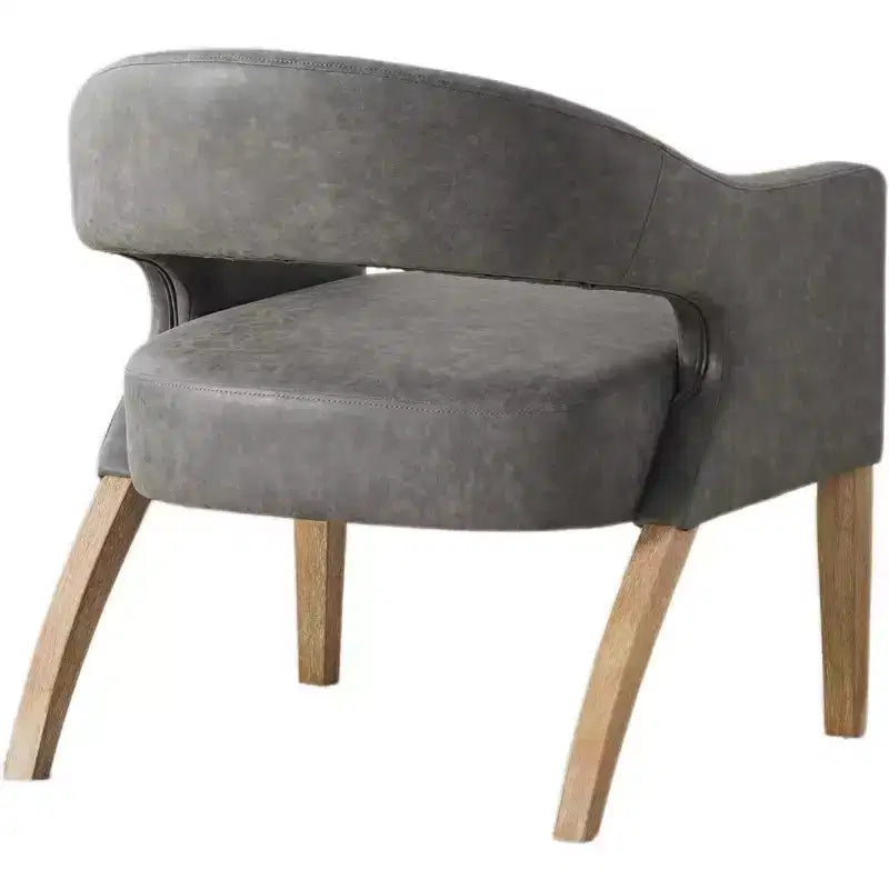 Chaise d'appoint moderne Homy Casa avec dossier incurvé, revêtement en similicuir et pieds en bois