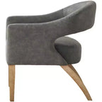Chaise d'appoint moderne Homy Casa avec dossier incurvé, revêtement en similicuir et pieds en bois
