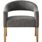 Chaise d'appoint moderne Homy Casa avec dossier incurvé, revêtement en similicuir et pieds en bois
