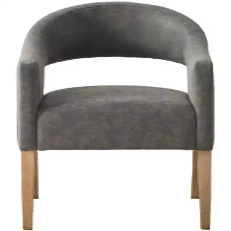 Chaise d'appoint moderne Homy Casa avec dossier incurvé, revêtement en similicuir et pieds en bois