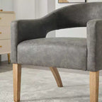 Chaise d'appoint moderne Homy Casa avec dossier incurvé, revêtement en similicuir et pieds en bois