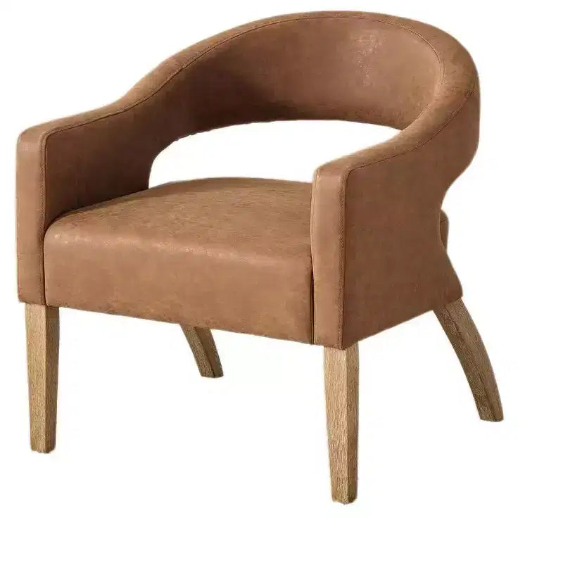 Chaise d'appoint moderne Homy Casa avec dossier incurvé, revêtement en similicuir et pieds en bois