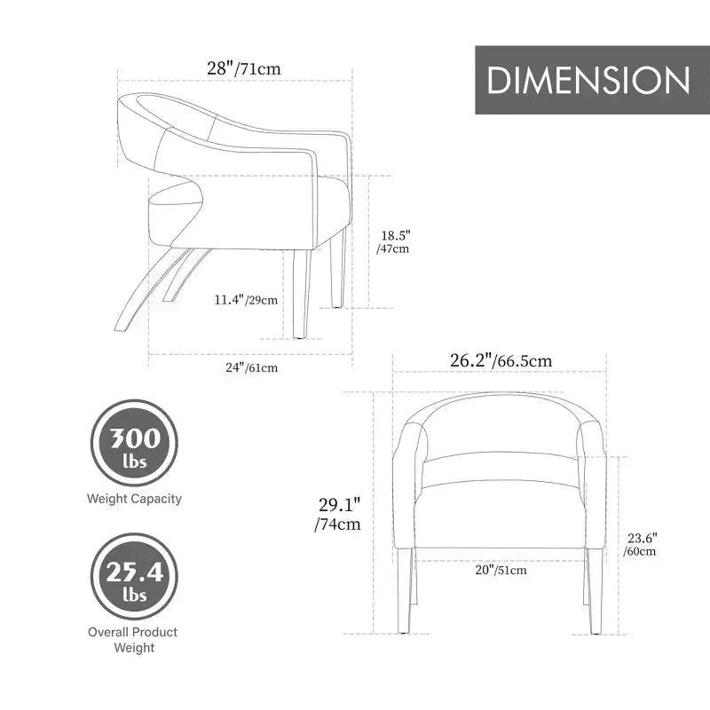 Chaise d'appoint moderne Homy Casa avec dossier incurvé, revêtement en similicuir et pieds en bois