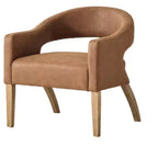 Chaise d'appoint moderne Homy Casa avec dossier incurvé, revêtement en similicuir et pieds en bois