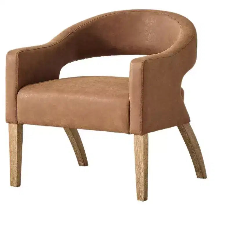 Chaise d'appoint moderne Homy Casa avec dossier incurvé, revêtement en similicuir et pieds en bois
