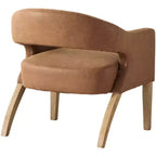 Chaise d'appoint moderne Homy Casa avec dossier incurvé, revêtement en similicuir et pieds en bois