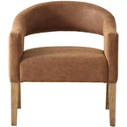 Chaise d'appoint moderne Homy Casa avec dossier incurvé, revêtement en similicuir et pieds en bois