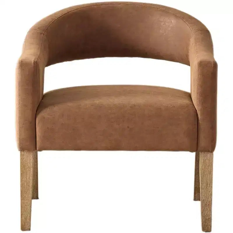 Chaise d'appoint moderne Homy Casa avec dossier incurvé, revêtement en similicuir et pieds en bois