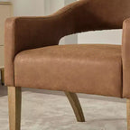 Chaise d'appoint moderne Homy Casa avec dossier incurvé, revêtement en similicuir et pieds en bois