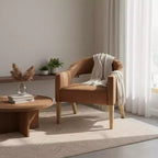 Homy Casa Modern Accent Chair with Curved Back, PU Leather Upholstery & Wood Legs