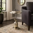 Table d'appoint, guéridon ou petite table de chevet unique pour la décoration intérieure - Table de chevet en métal avec base ananas pour chambre ou salon
